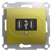 Зарядка USB  5В /1400 мА,  2 х 5В /700 мА  механизм SE Glossa, фисташковый