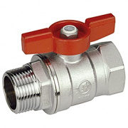 Кран шаровой Giacomini R254D - 3/4" (ВР/НР, PN42, Tmax 185°C, ручка-бабочка красная)