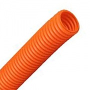 Труба ПНД гофрированная DKC д.16мм, лёгкая  с протяжкой, цвет оранжевый [бухта 100м]