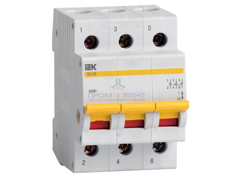 Рубильник модульный ВН-32 3Р  63А выключатель нагрузки ИЭК
